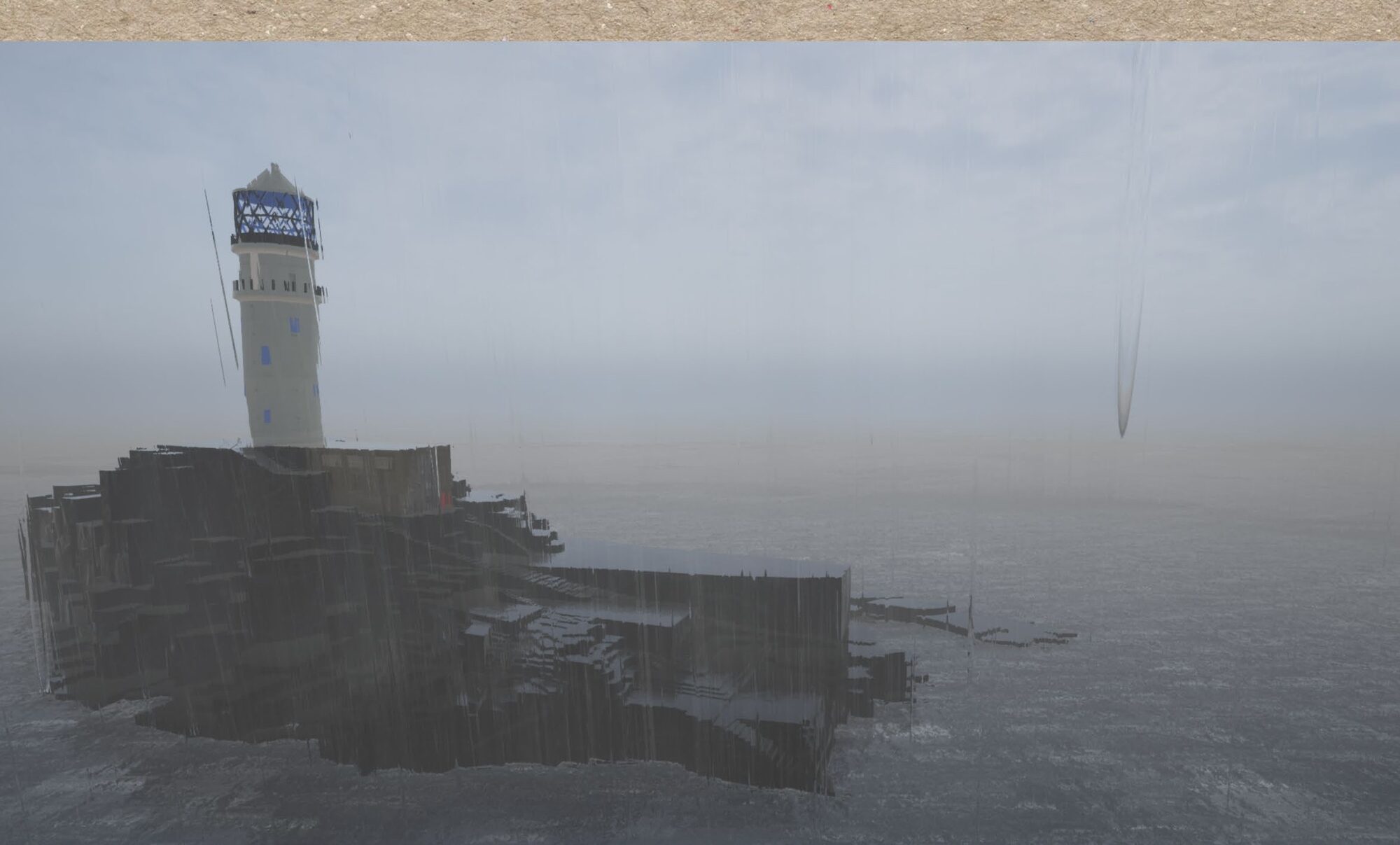 Moody fog and massing exterior view