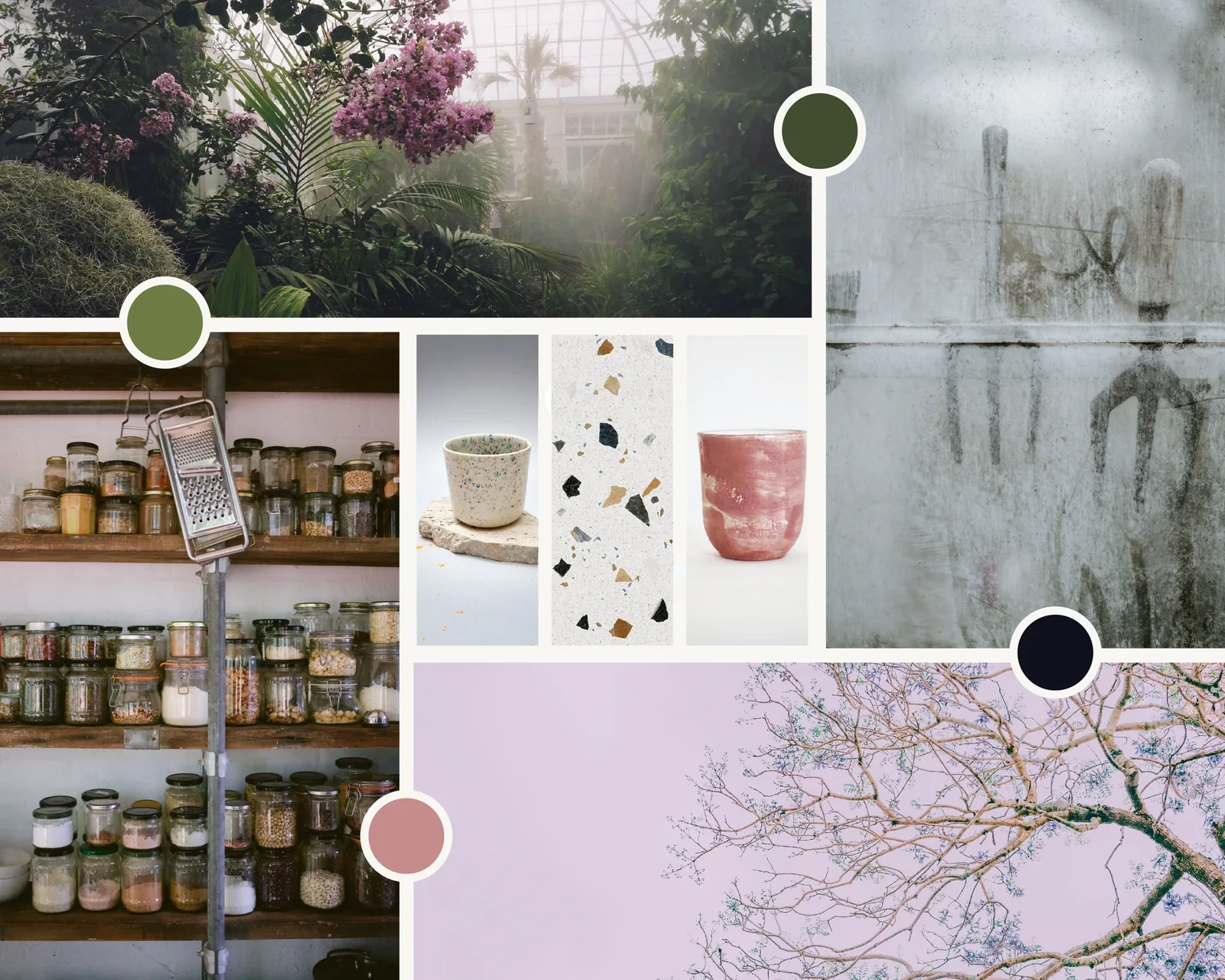 Planting, colour and material references for Terra