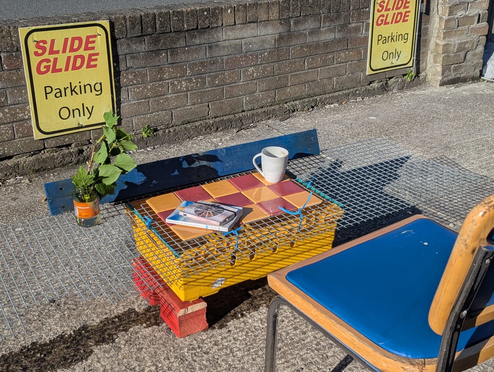 Furniture assembled from found scrap in Glasnevin