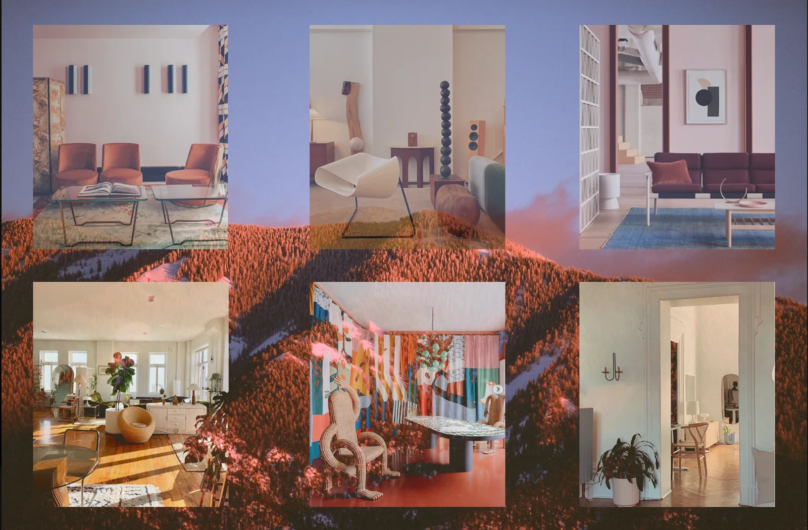 Interior references for the warmer upstairs lounge and clothing area