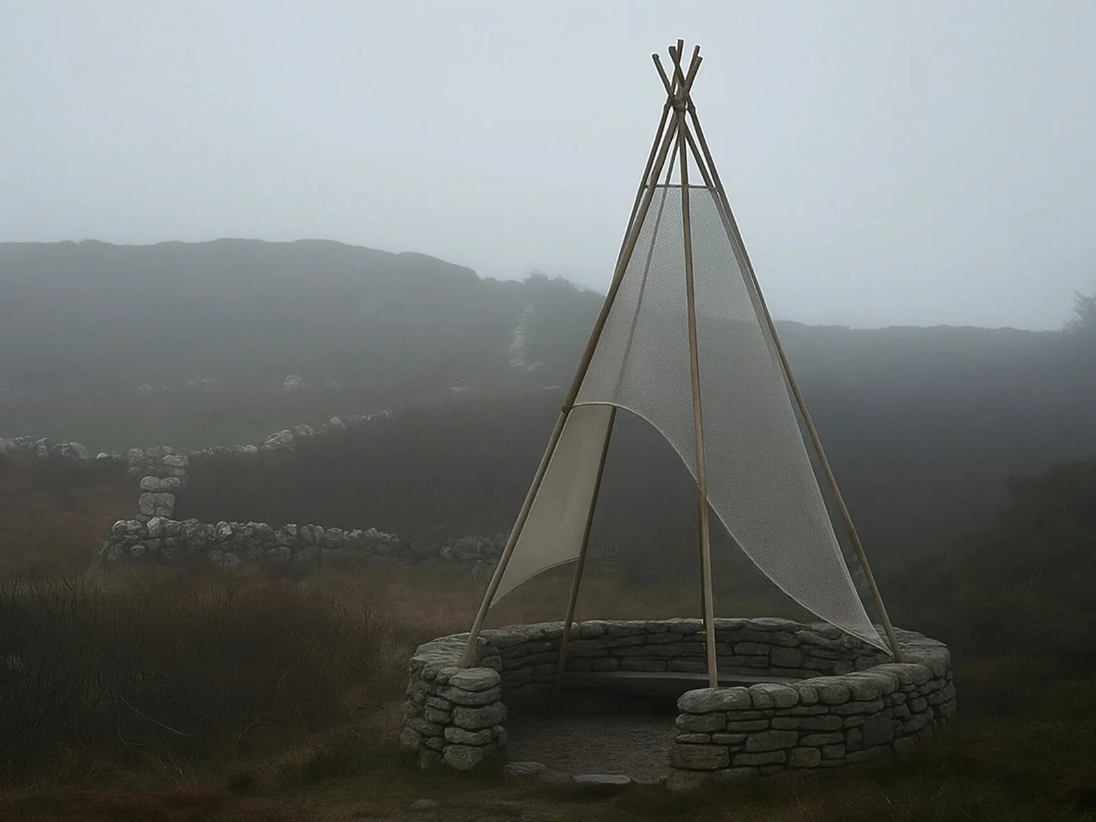 Fog collector and rest point concept for Sherkin Island