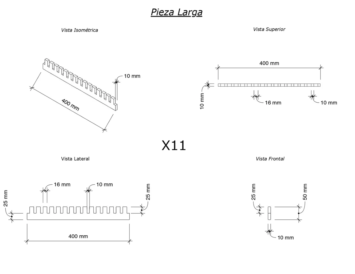 Dimensioned drawing of the removable marker dividers