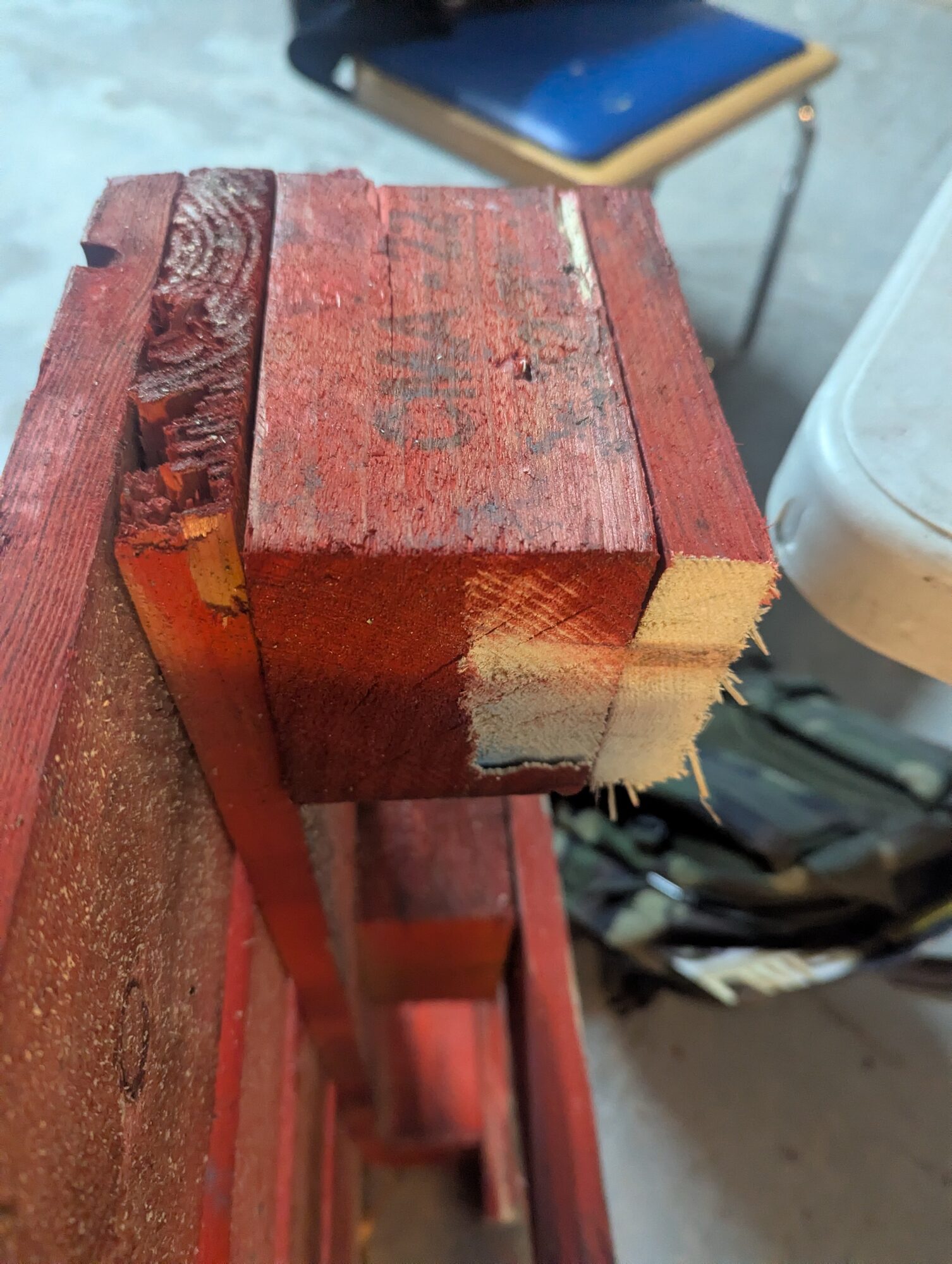 Close-up of the pallet-wood joints