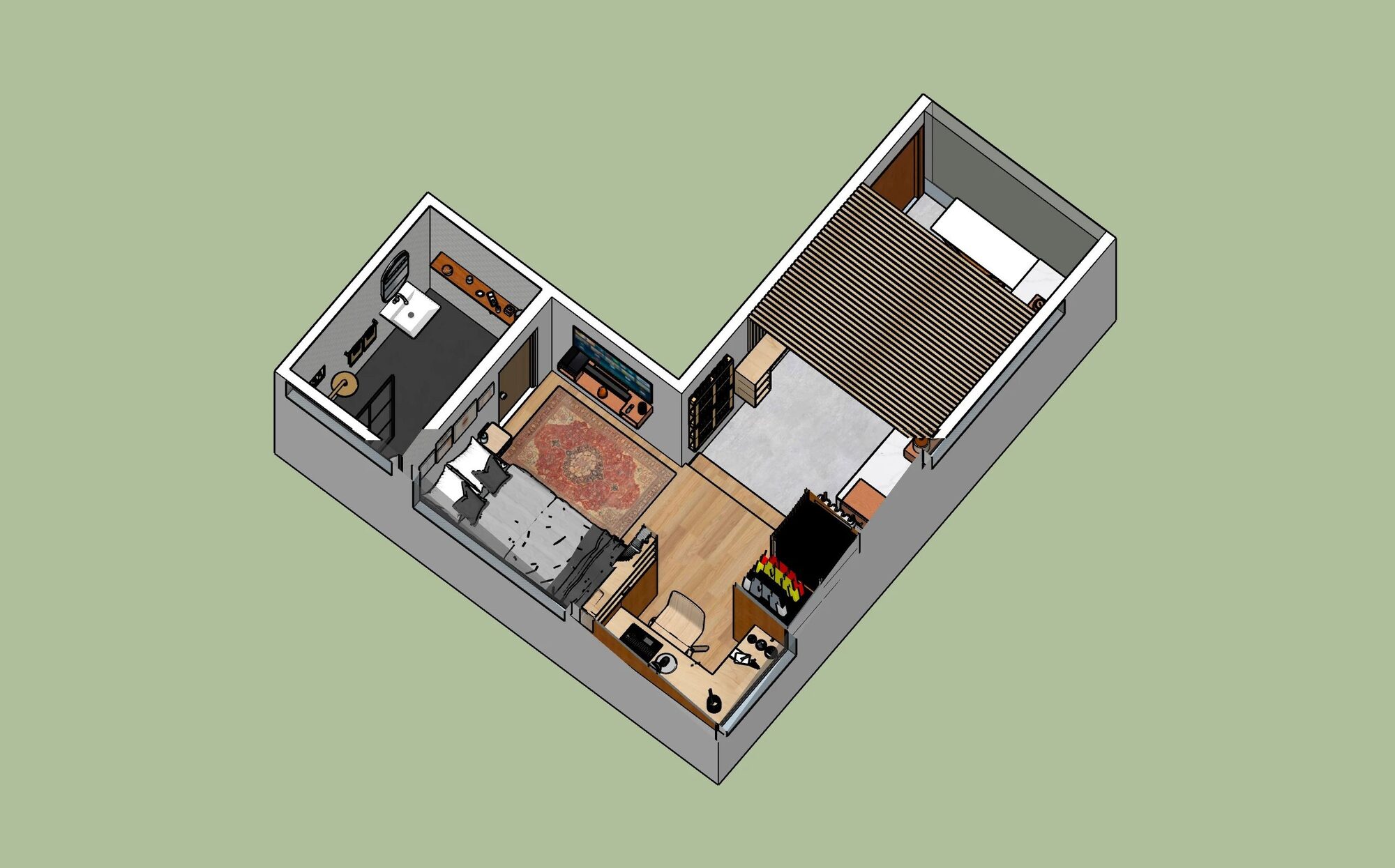 Cutaway render of a second home layout